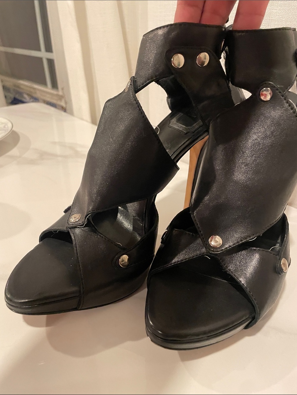 Dior Black Studded Leatherette High Heel Sandals